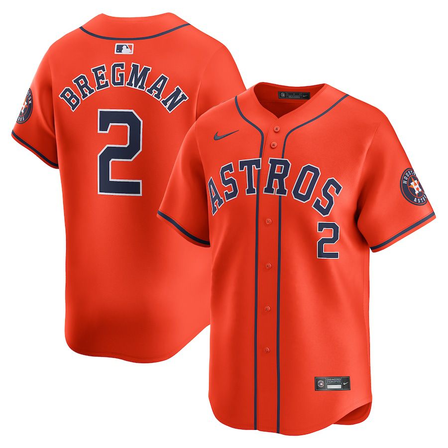 Men Houston Astros #2 Alex Bregman Nike Orange Alternate Limited Player MLB Jersey